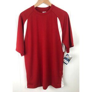 Champro Sport Dri-Gear Mens Size Medium Red/White Short Sleeve Crewneck T-shirt